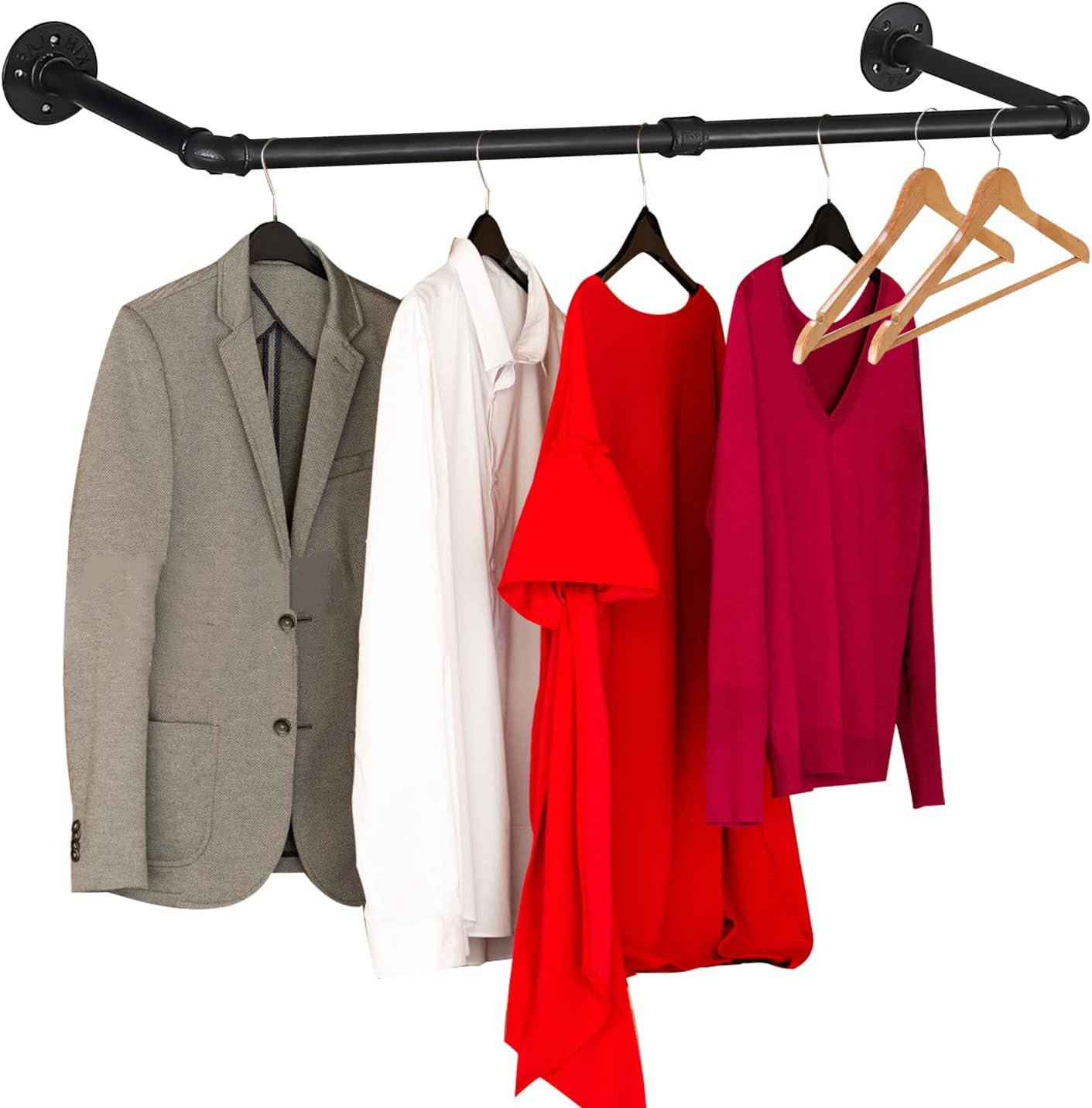 17 Stories Wall Mount Iaundry Drying Rack 54" Pipe Garment Rack